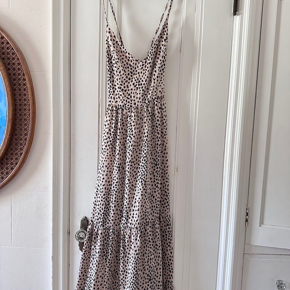 Leopard animal print halter Maxi Slip Dress